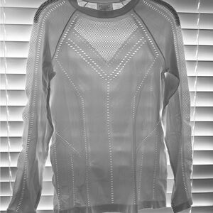 Athleta White Long Sleeve Mesh Top